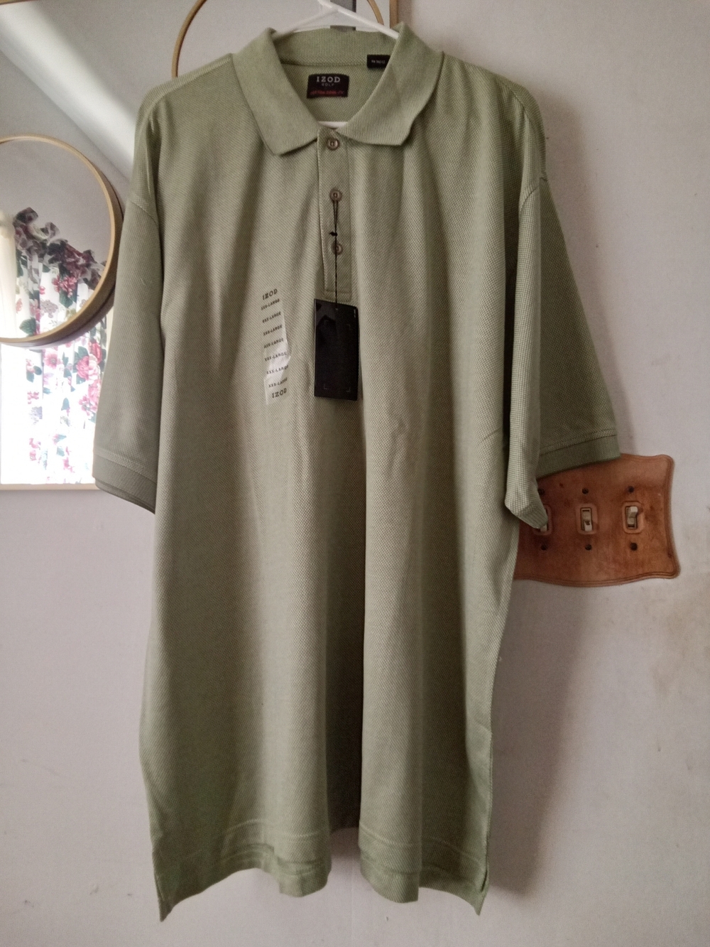 XXX-L Izod Cool FX Short-Sleeve Polo in Sage Green